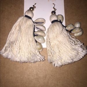 H&M dangly shell and tassel earrings